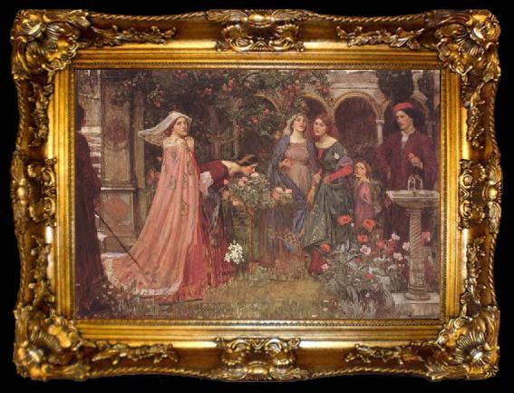 framed  John William Waterhouse The Enchanted Garden (mk41), ta009-2